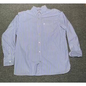 Converse One Star Long Sleeve Button Down Shirt Mens XXL Blue White Stripe Logo
